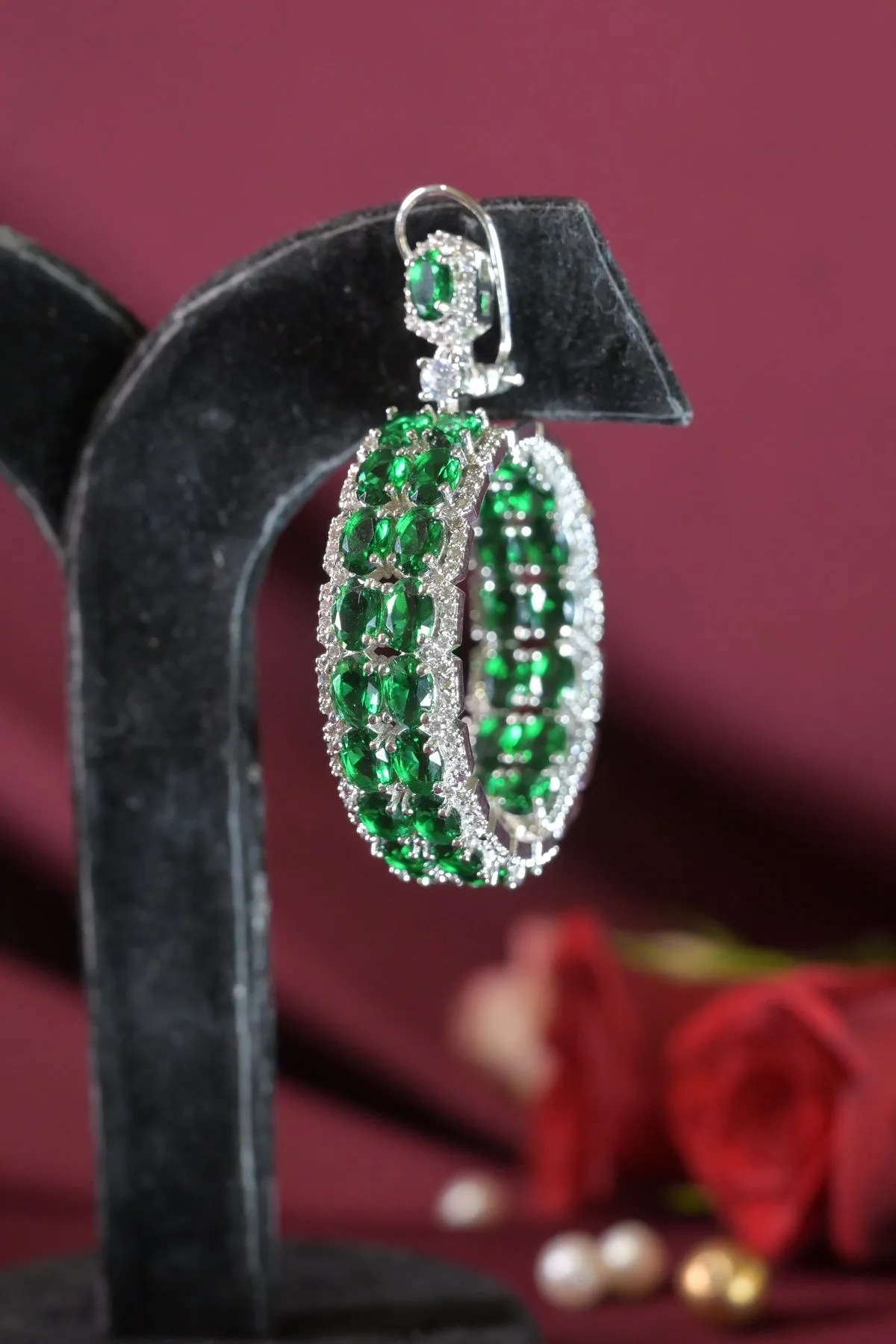 Panna Circle Emerald Hoop Earrings