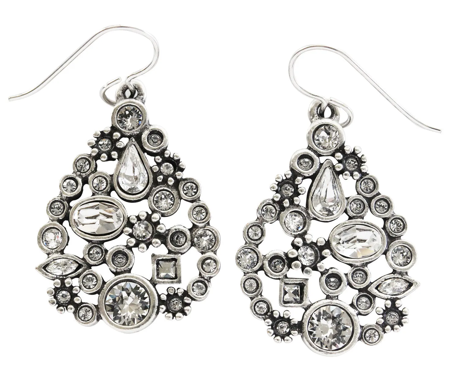 Patricia Locke "St. Petersburg" Sterling Silver Plated Swarovski Earrings, All Crystal EF1055S