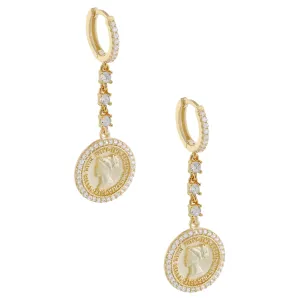 Pavé Coin Drop Huggie Earring