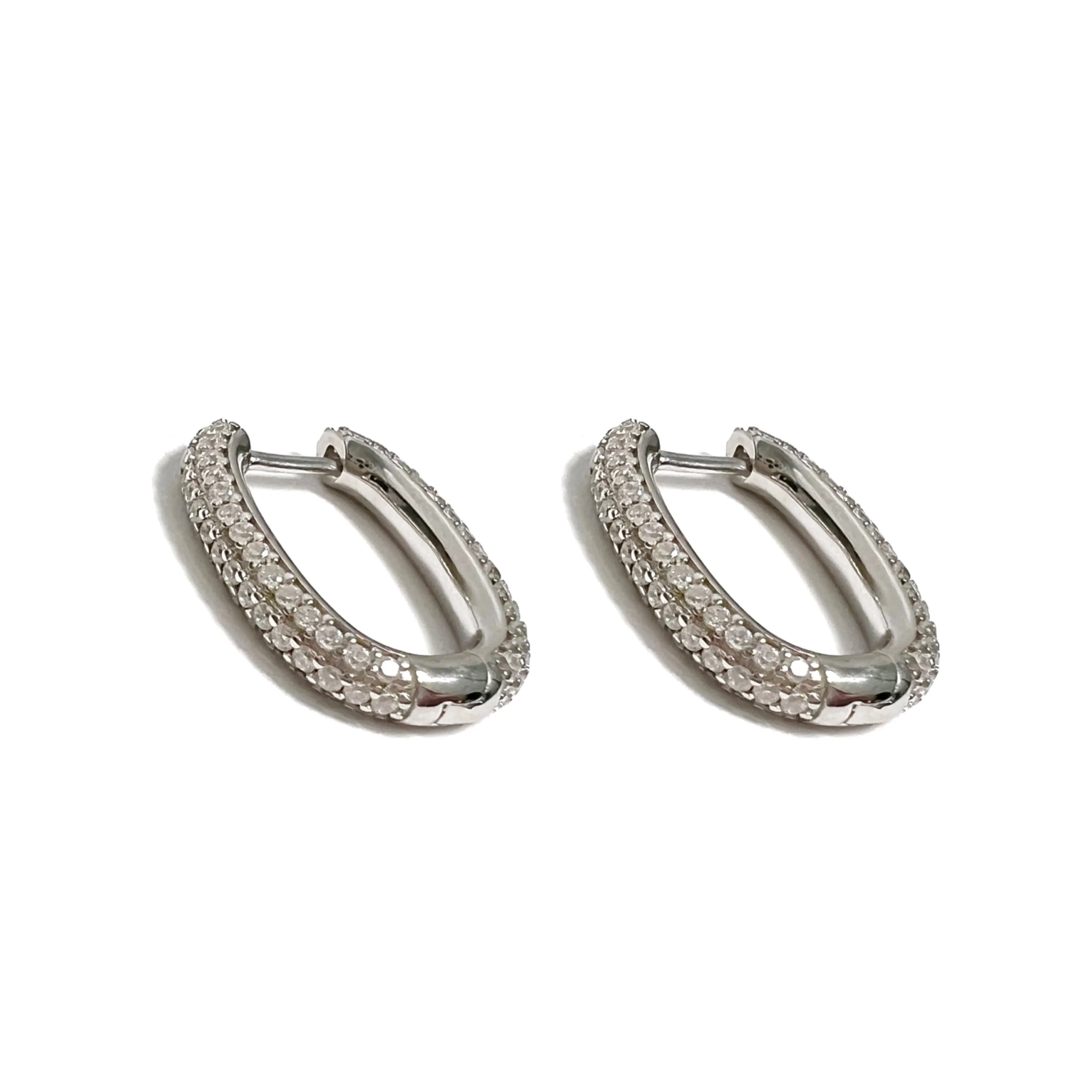 Pave Box Oval Hoop