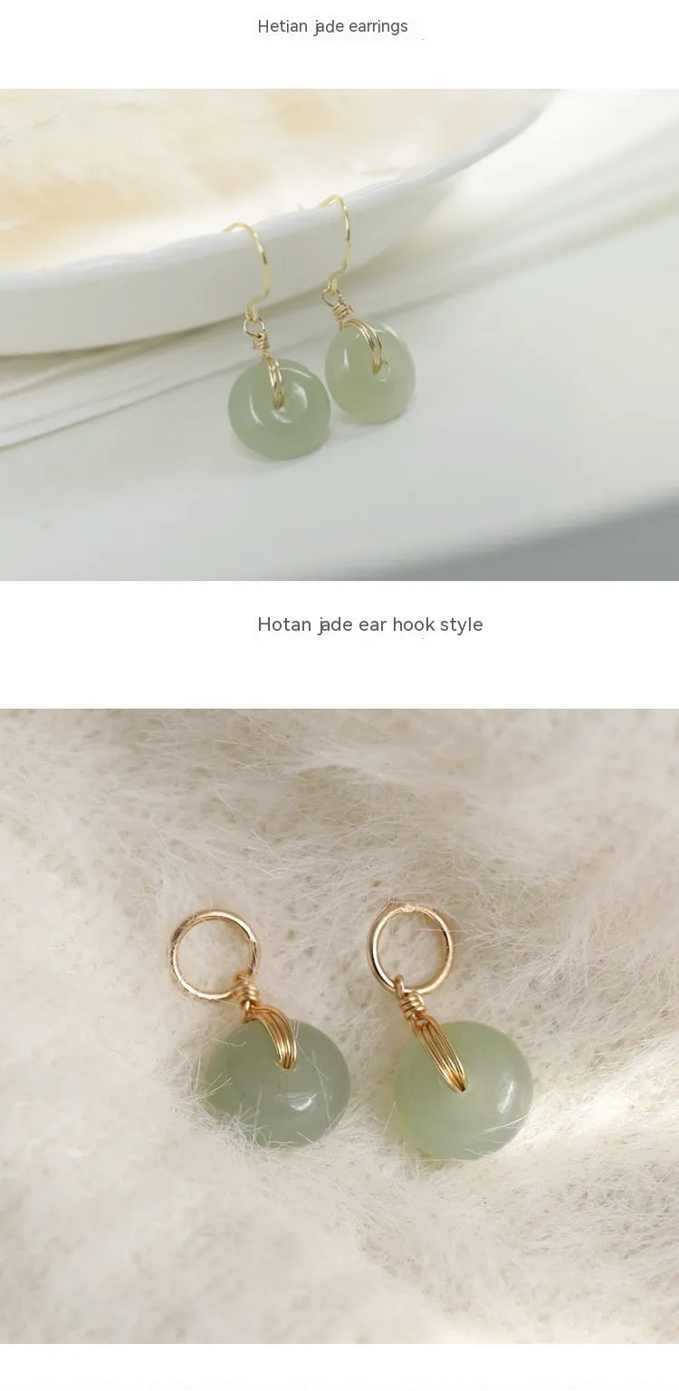 Peace Buckle Hetian Jade Women's Earrings