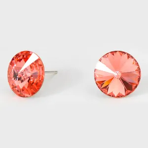 Peach Small Round Crystal Stud Earrings | 15mm = 0.59" | 204173