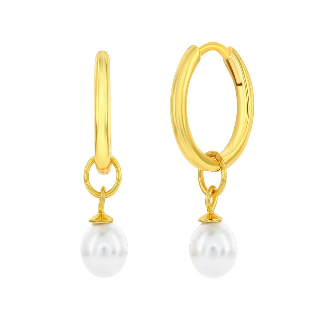 Pearl Charm Huggie Earrings