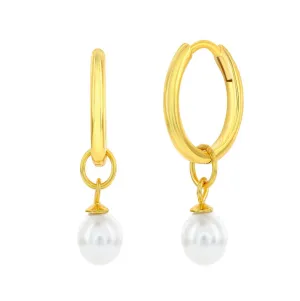 Pearl Charm Huggie Earrings