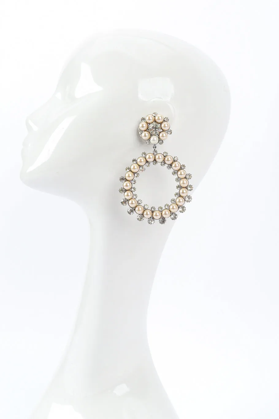 Pearl Hoop Drop Earrings