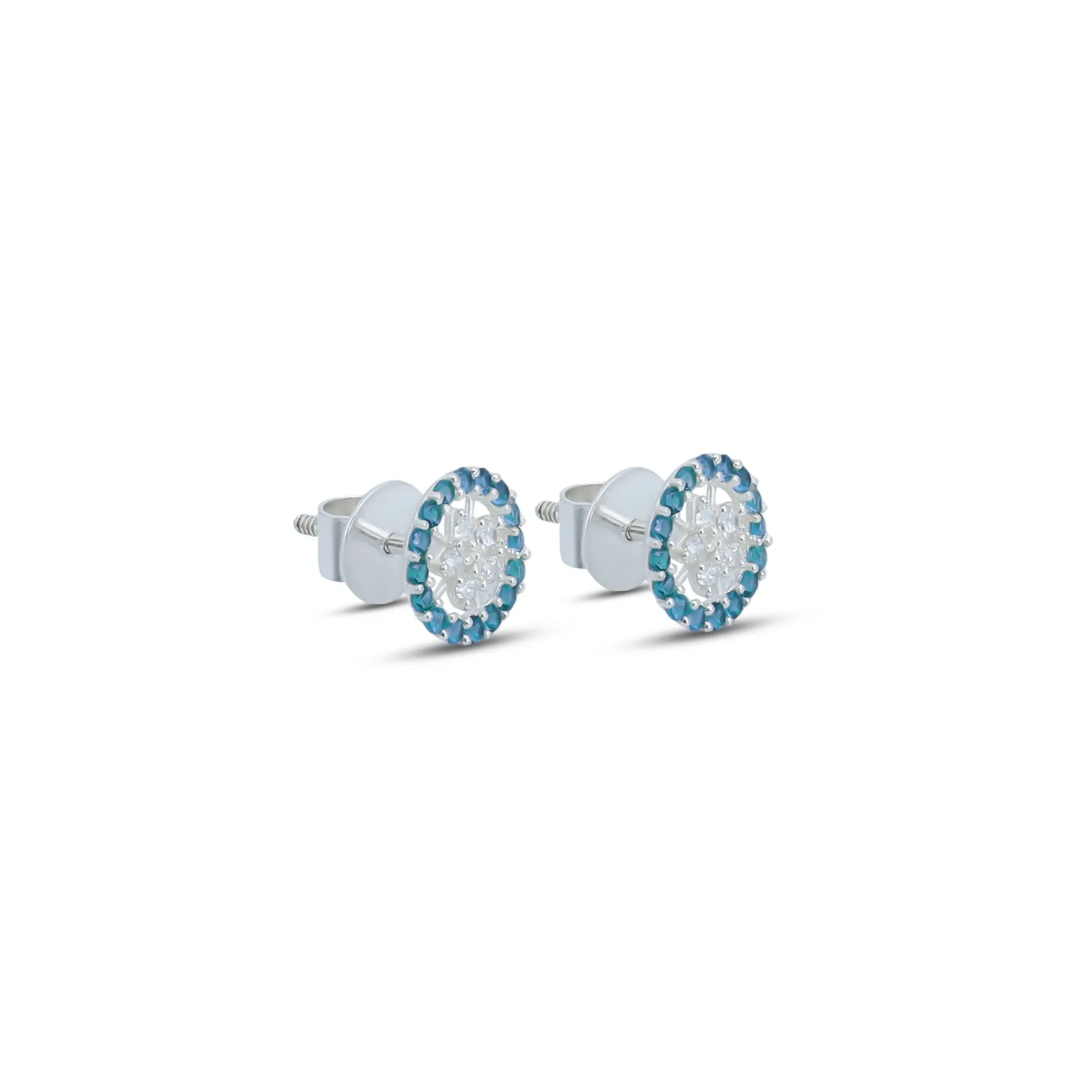 Pearl Of Blue Silver Stud Earrings
