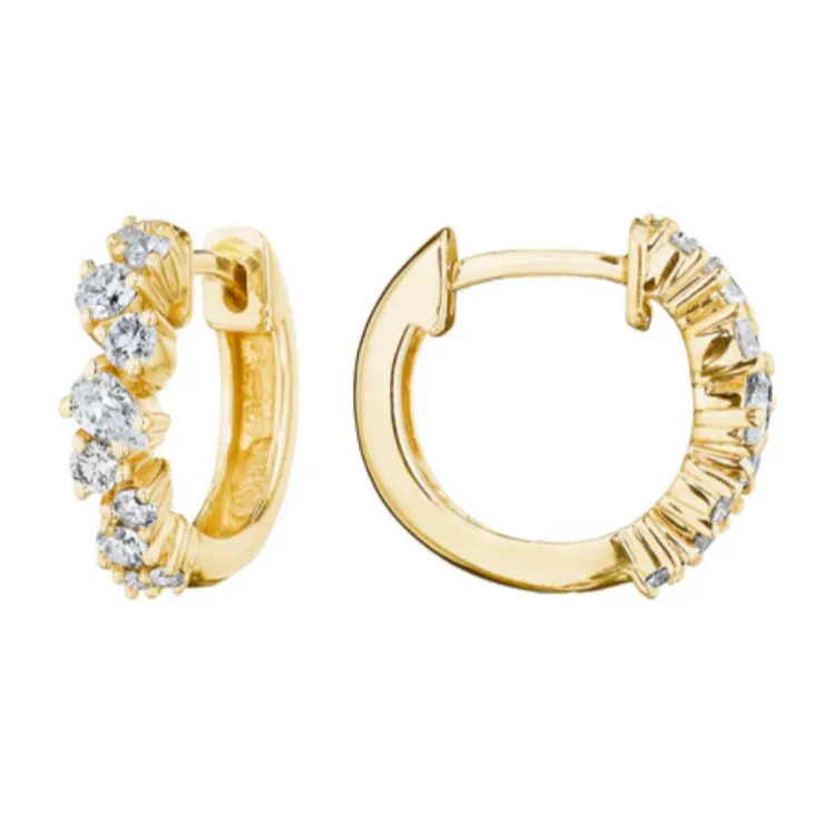 Penny Preville ‘Stardust’ Pear & Round Diamond Huggie Earrings