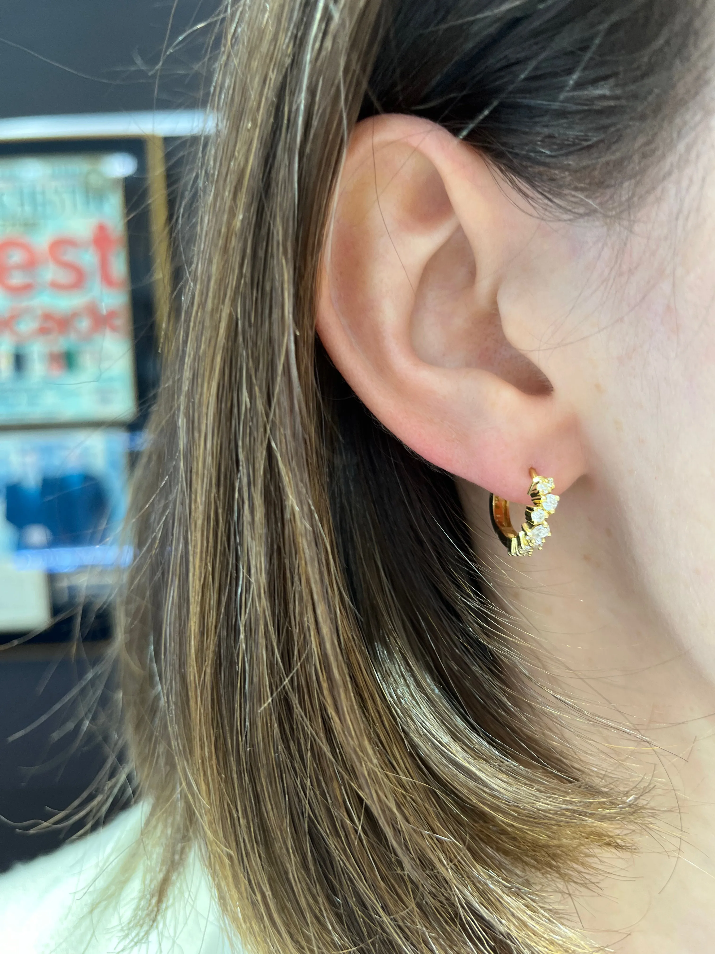Penny Preville ‘Stardust’ Pear & Round Diamond Huggie Earrings