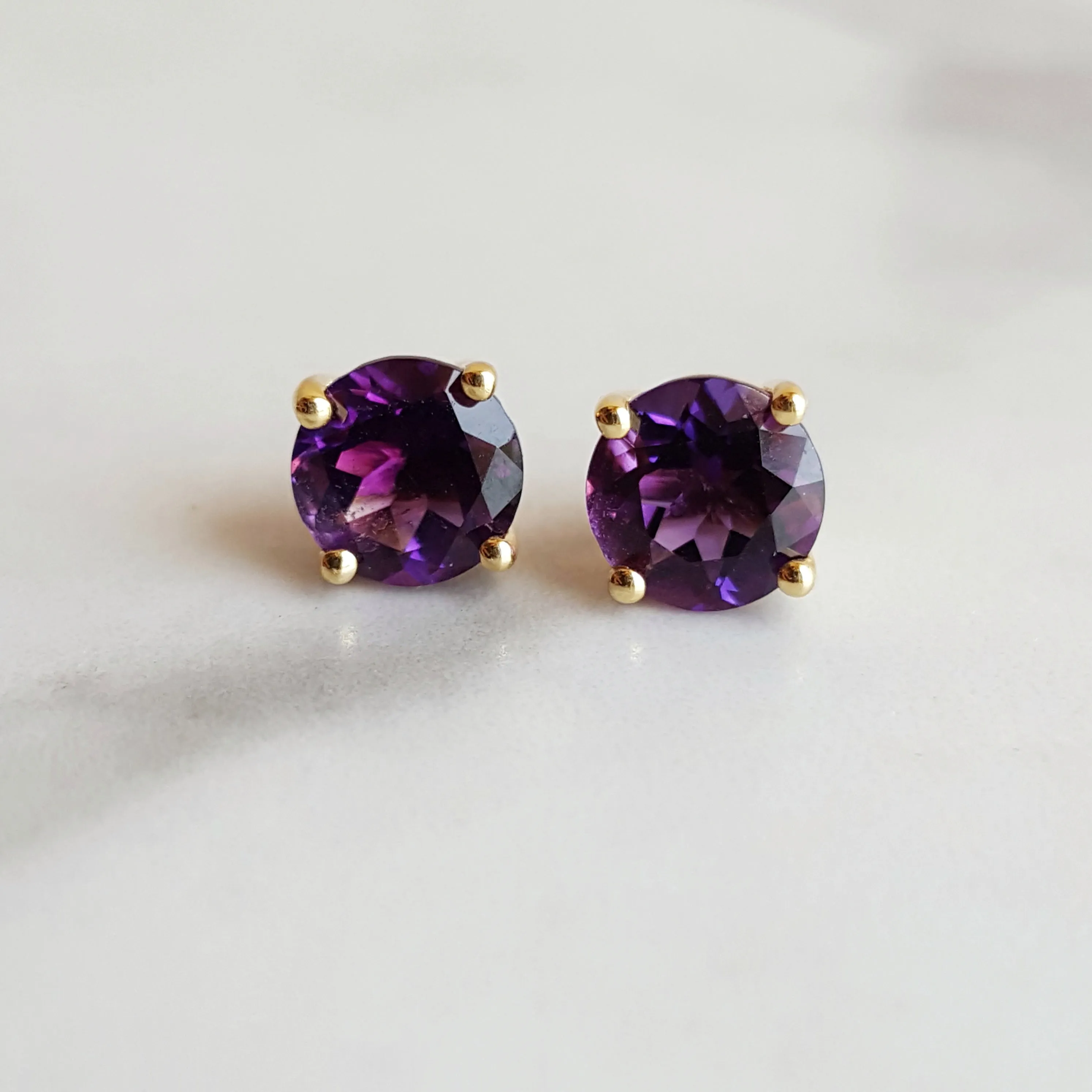 Perfect Gold Amethyst Studs