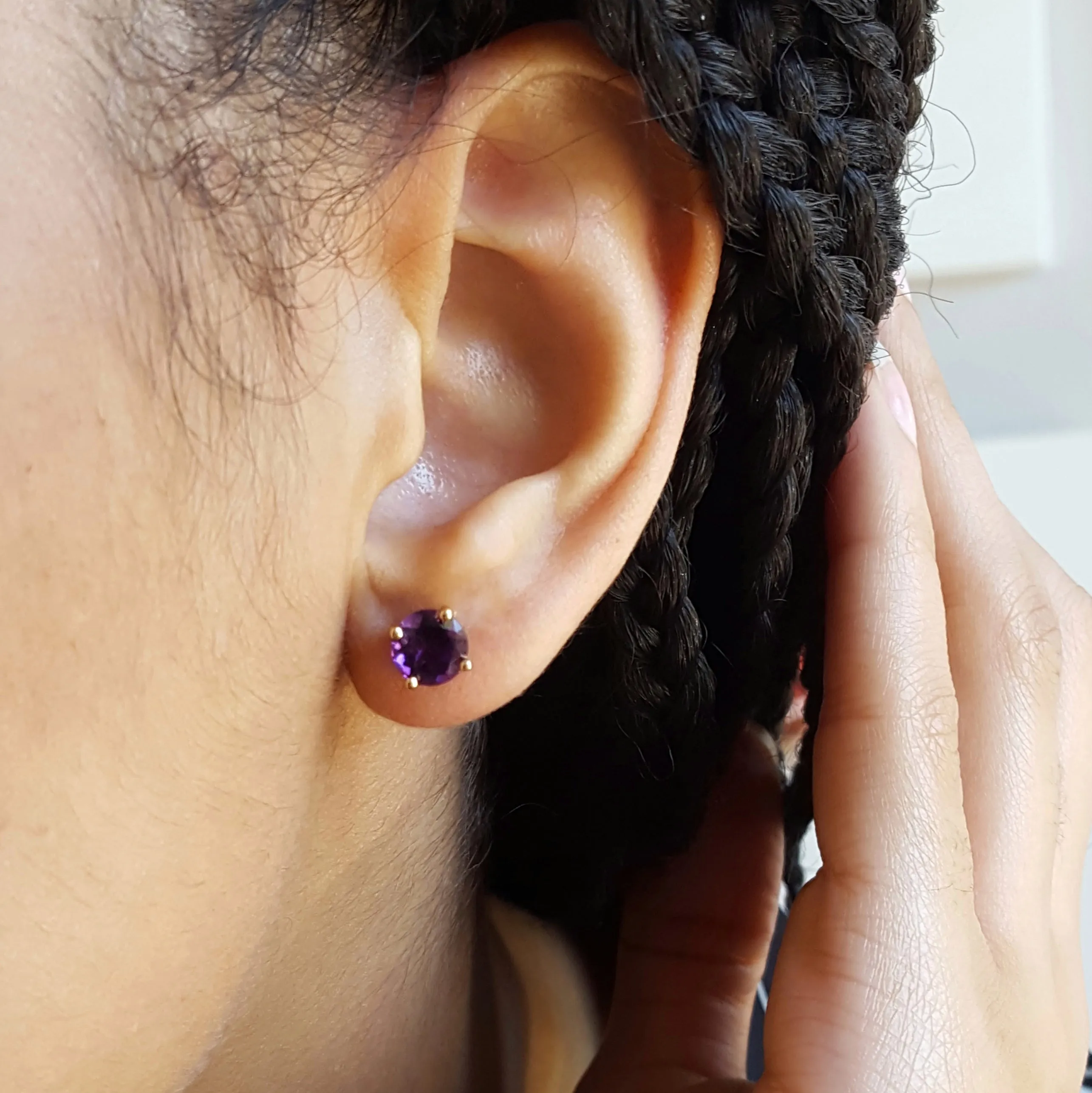 Perfect Gold Amethyst Studs