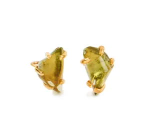 Peridot Glass Chunk Earrings