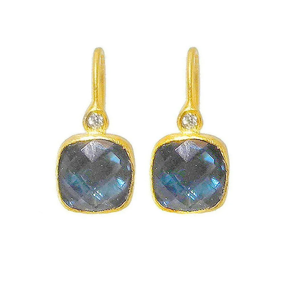 Petite London Blue Topaz Earrings with Diamonds