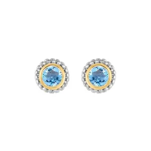 Phillip Gavriel Collection Sterling Silver & 18K Gold Blue Topaz Earrings