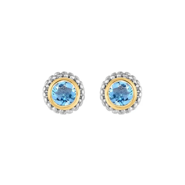 Phillip Gavriel Collection Sterling Silver & 18K Gold Blue Topaz Earrings