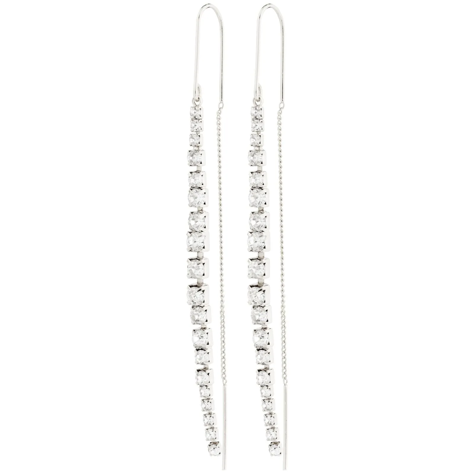 Pilgrim Sky Silver Clear Crystal Long Drop Earrings