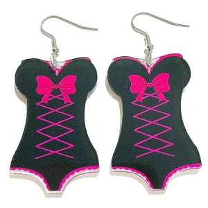 Pink & Silver-Plated Bunny Girl Dress Drop Earrings