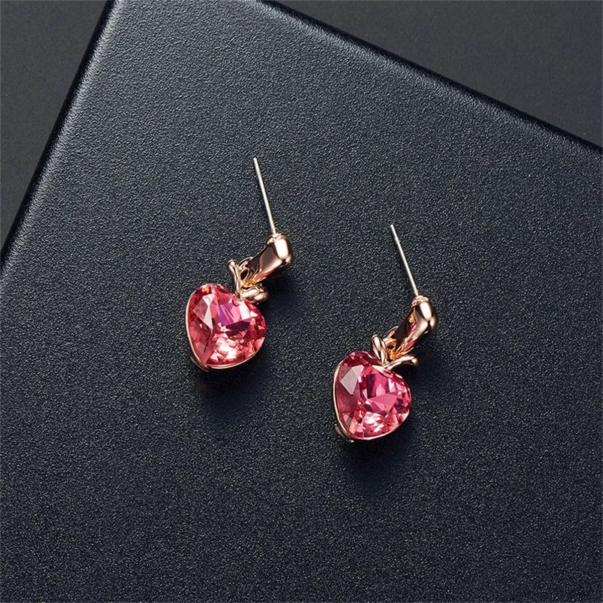 Pink Crystal & 18K Rose Gold-Plated Heart Pendant Necklace Set