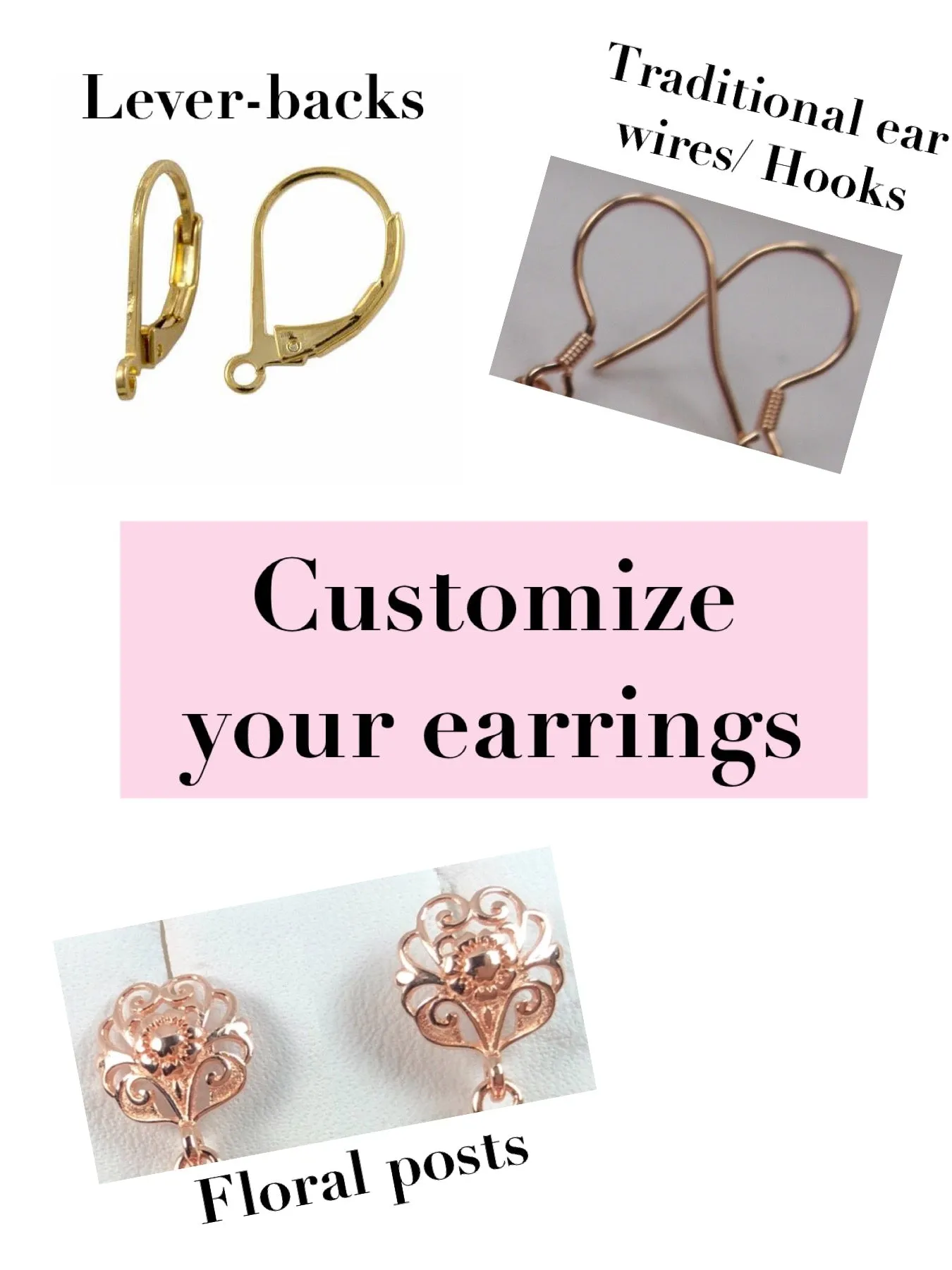 Pink Earrings, Natural Topaz or CZ Rose Gold Vintage Edwardian Jewelry #E70