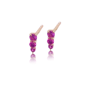 Pink Sapphire Graduated Stud Earring