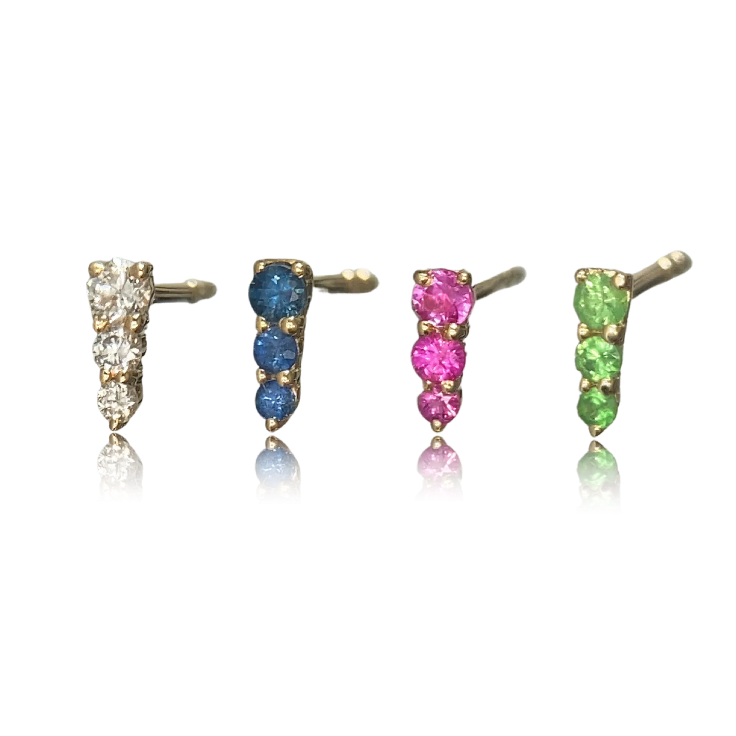 Pink Sapphire Graduated Stud Earring