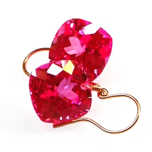 Pink Topaz Cushion Cut Solitaire Earrings