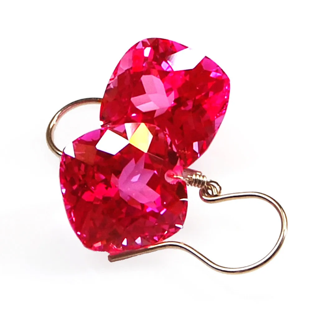 Pink Topaz Cushion Cut Solitaire Earrings