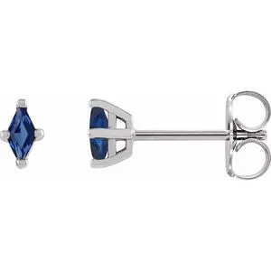 Platinum 4x2 mm Lab-Grown Blue Sapphire Earrings