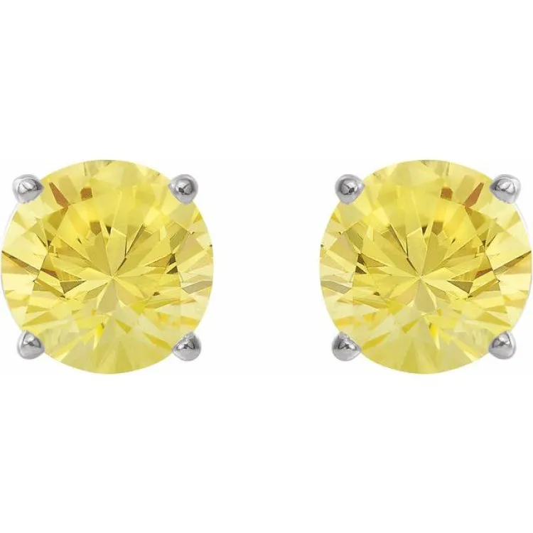 Platinum 7 mm Lab-Grown Yellow Sapphire Stud Earrings