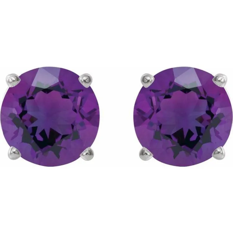 Platinum 7 mm Natural Amethyst Stud Earrings