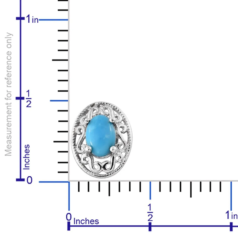 Platinum over Sterling Silver Arizona Sleeping Beauty Turquoise Stud Earrings