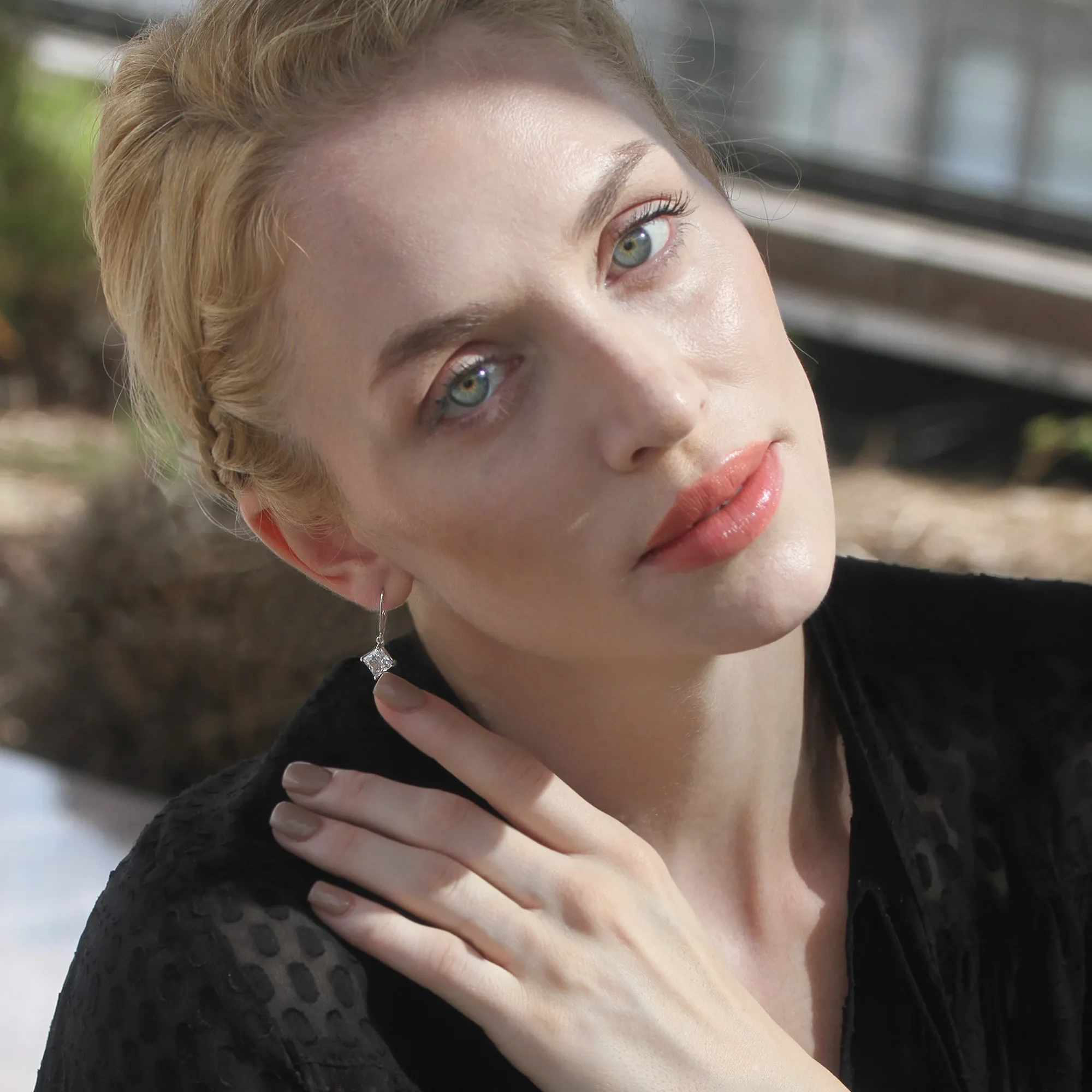 Princess Diamond Drop Earrings