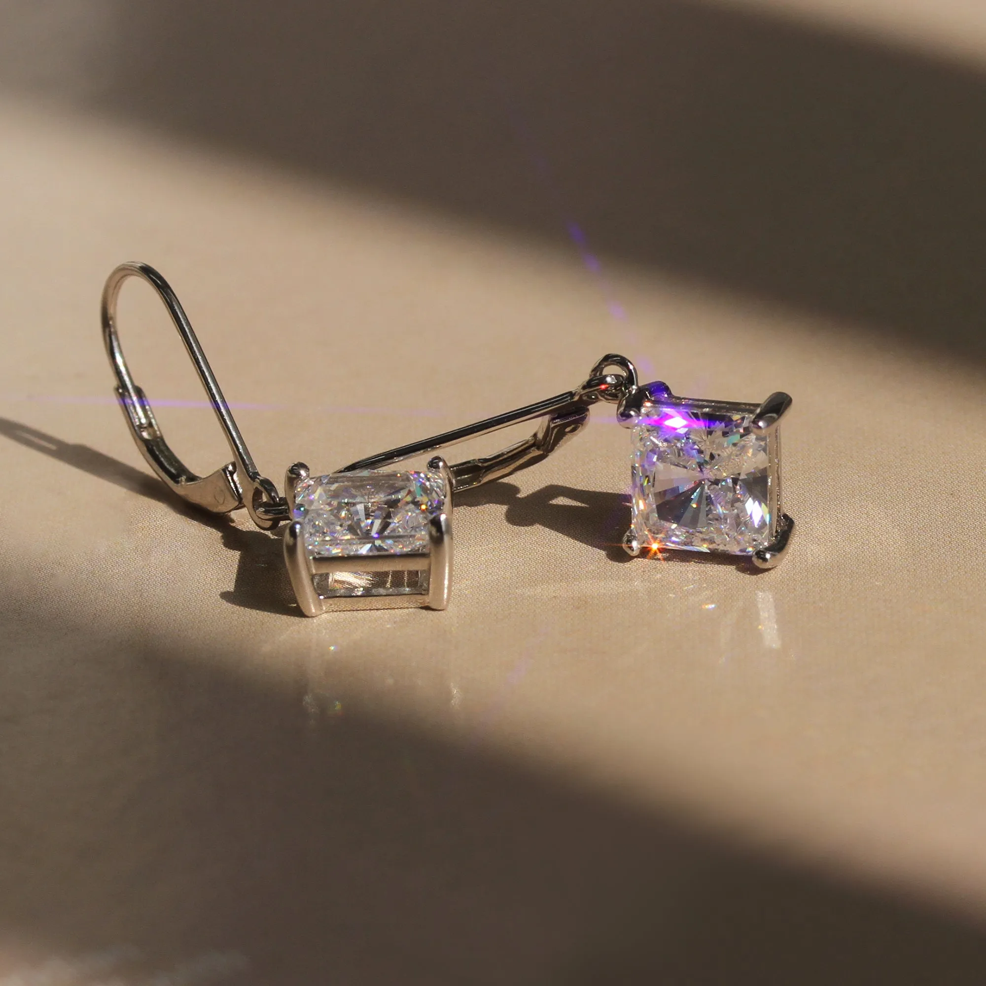 Princess Diamond Drop Earrings