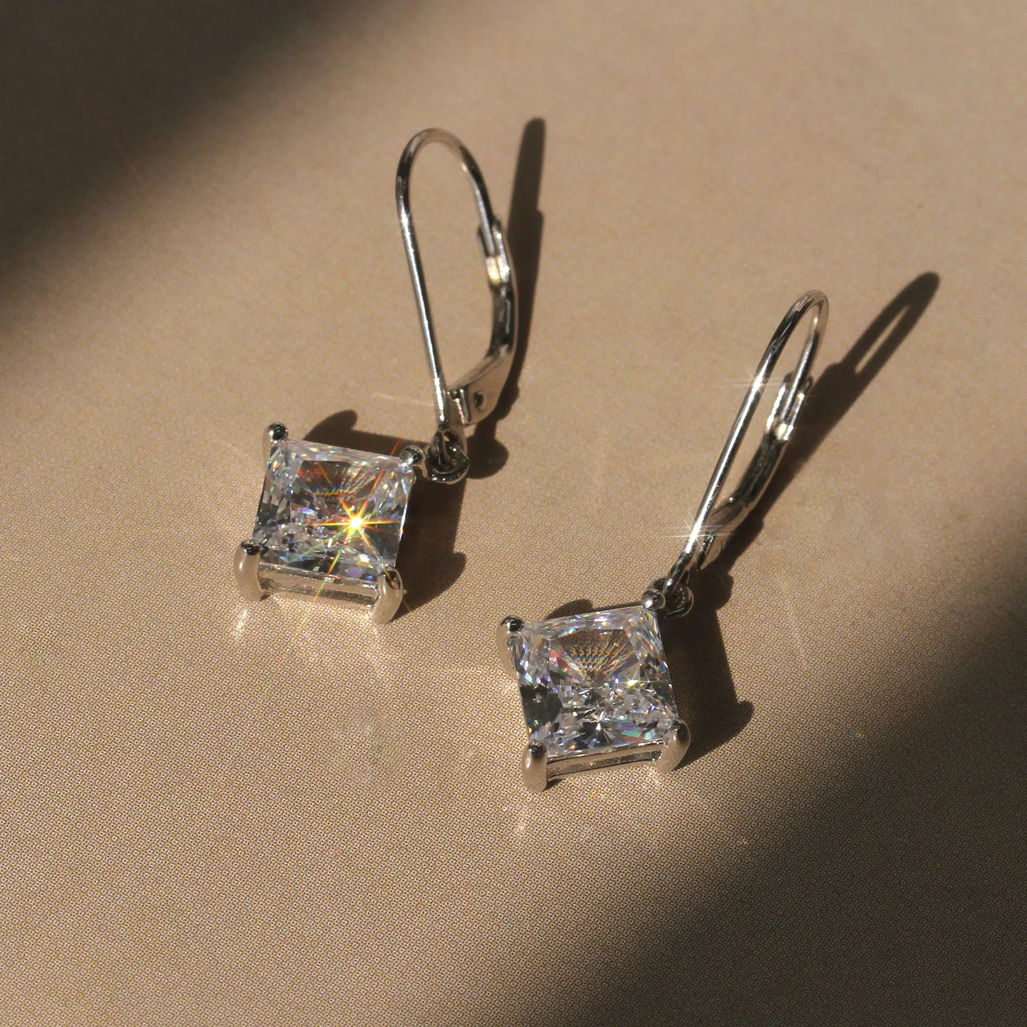 Princess Diamond Drop Earrings