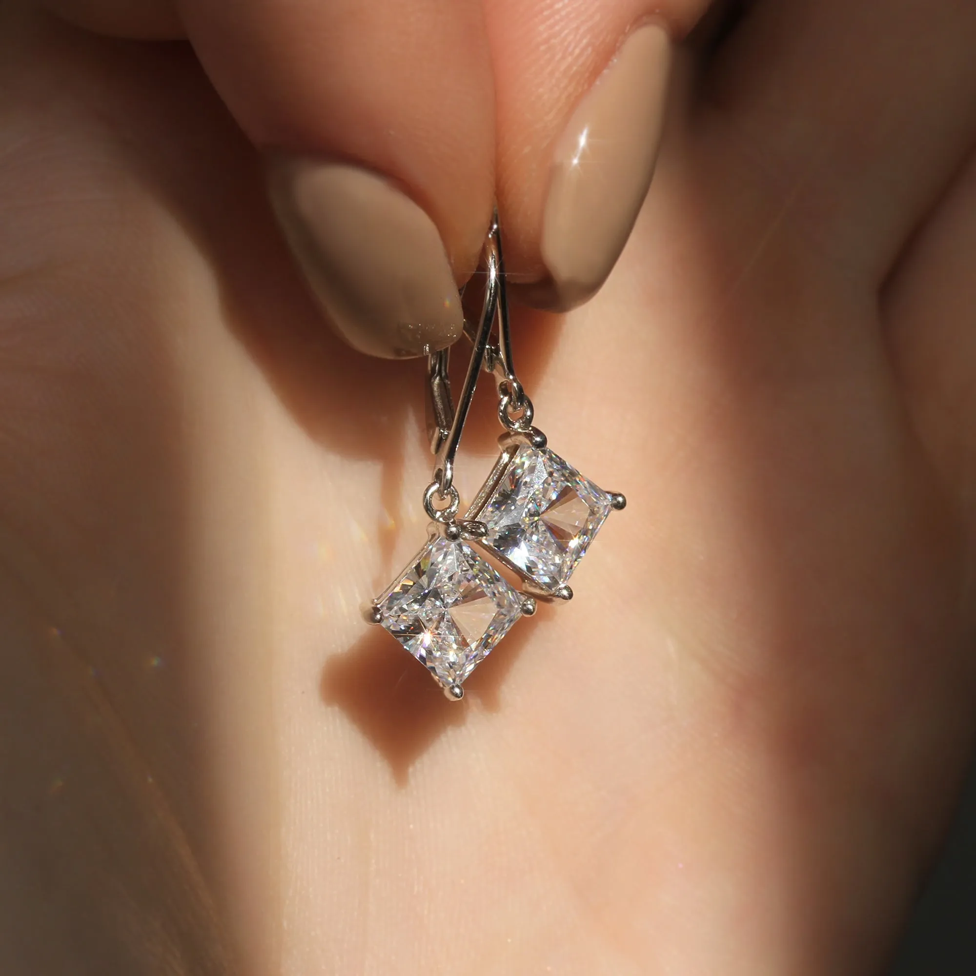 Princess Diamond Drop Earrings
