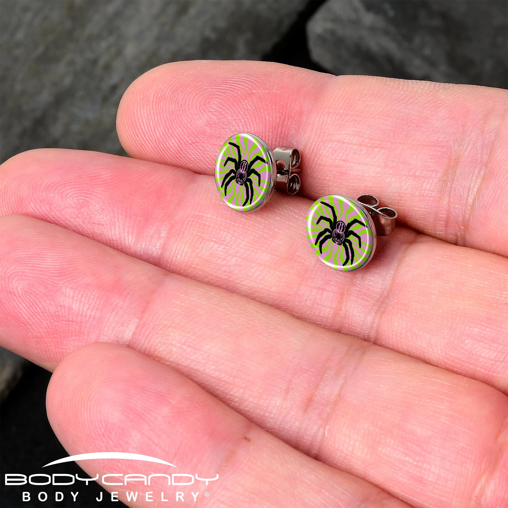 Psychedelic Spider Stud Earrings