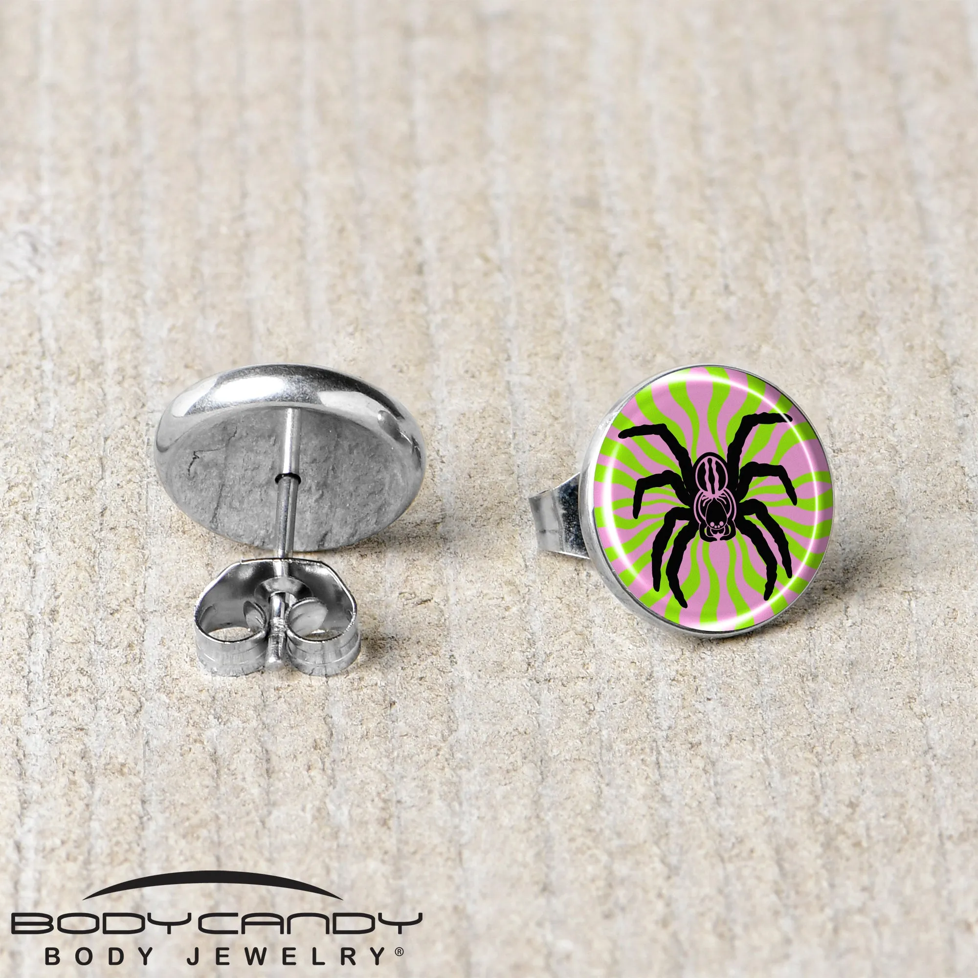 Psychedelic Spider Stud Earrings