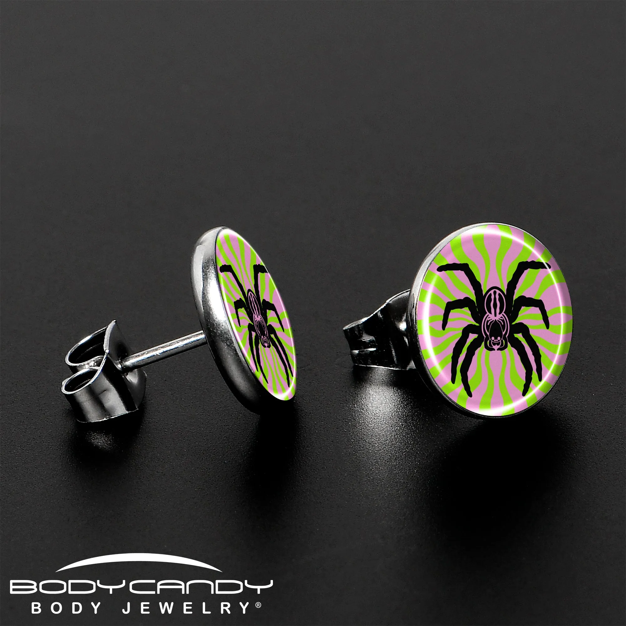 Psychedelic Spider Stud Earrings