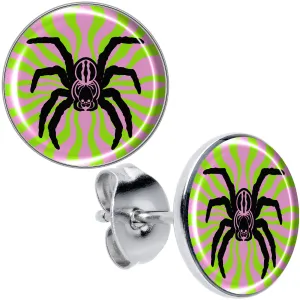 Psychedelic Spider Stud Earrings