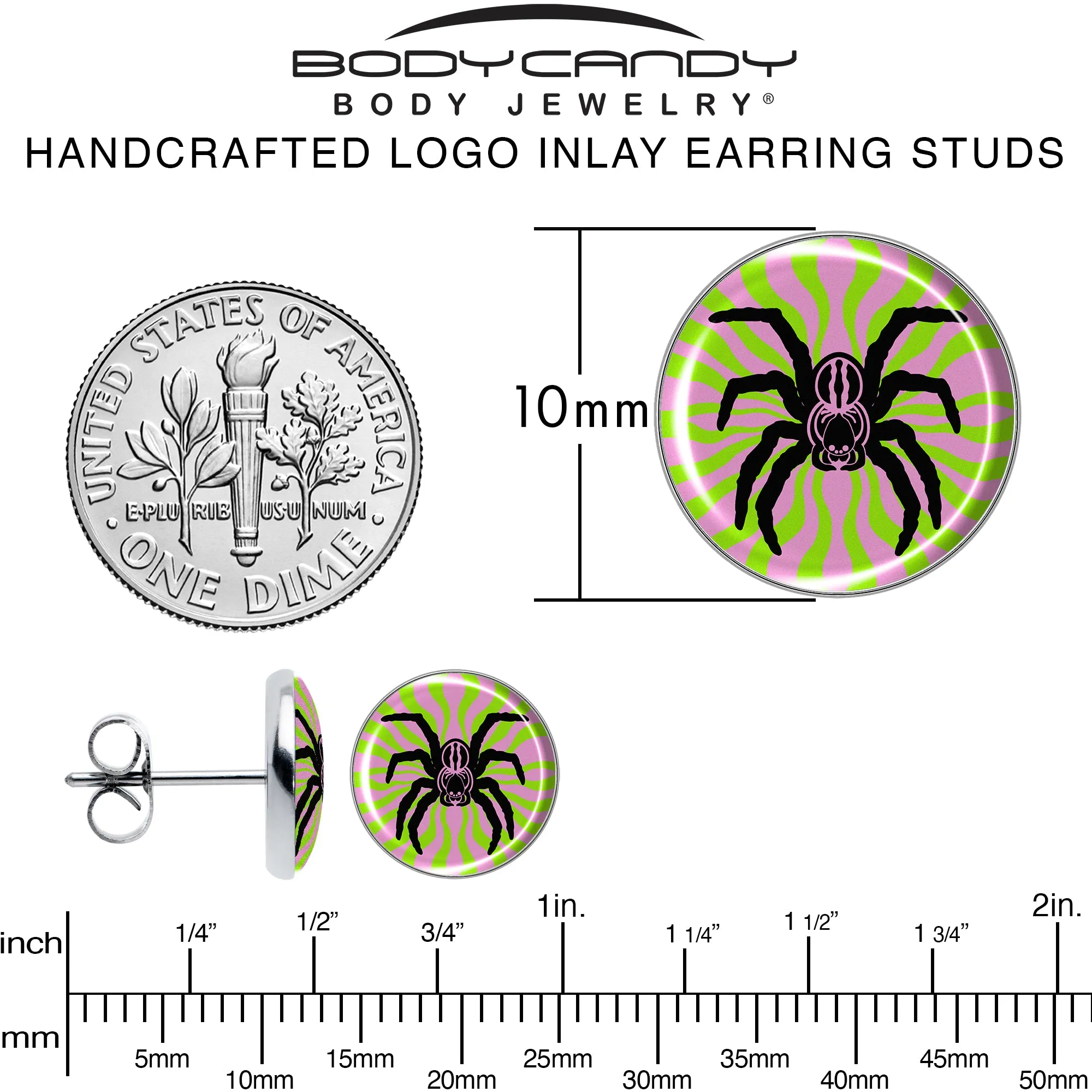 Psychedelic Spider Stud Earrings