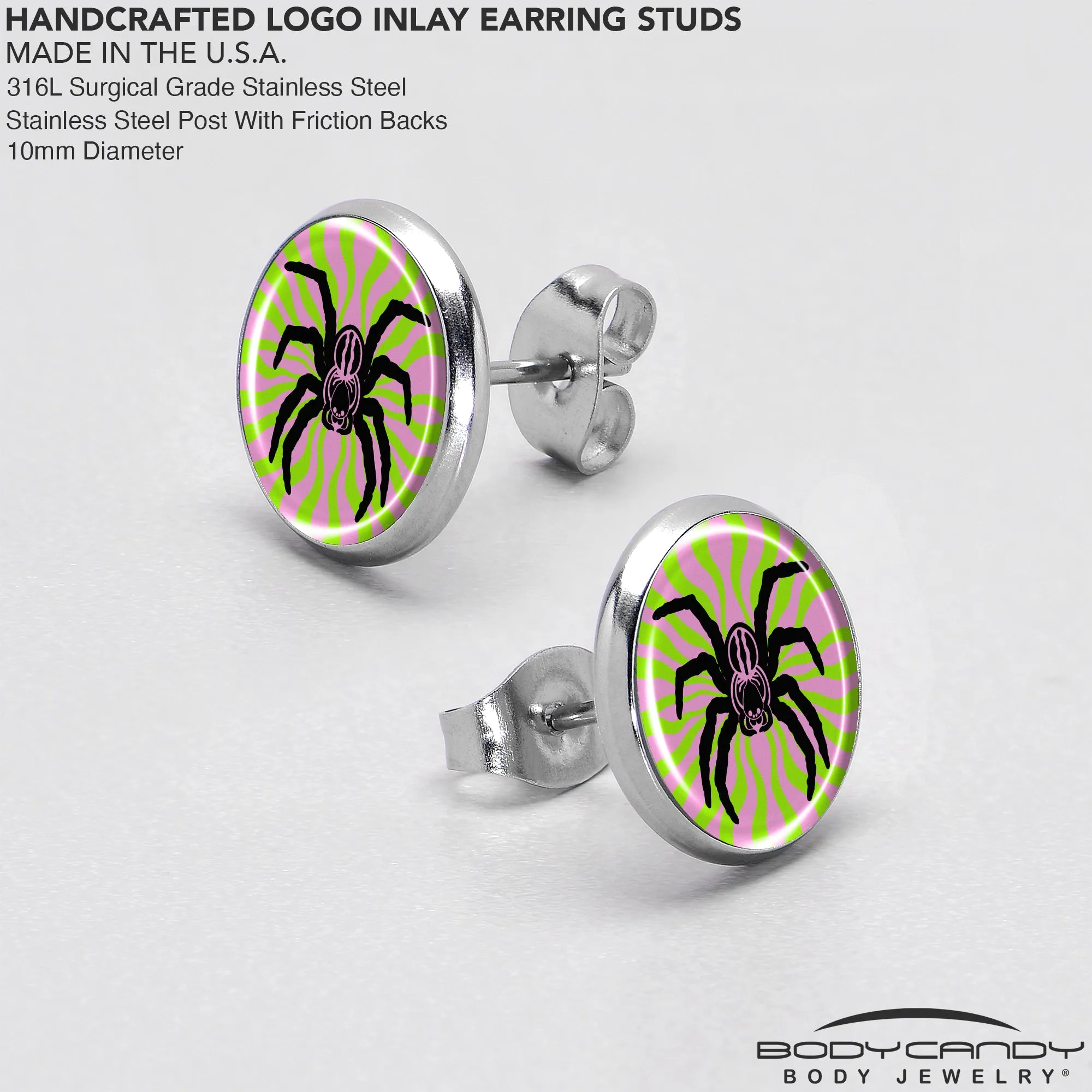 Psychedelic Spider Stud Earrings