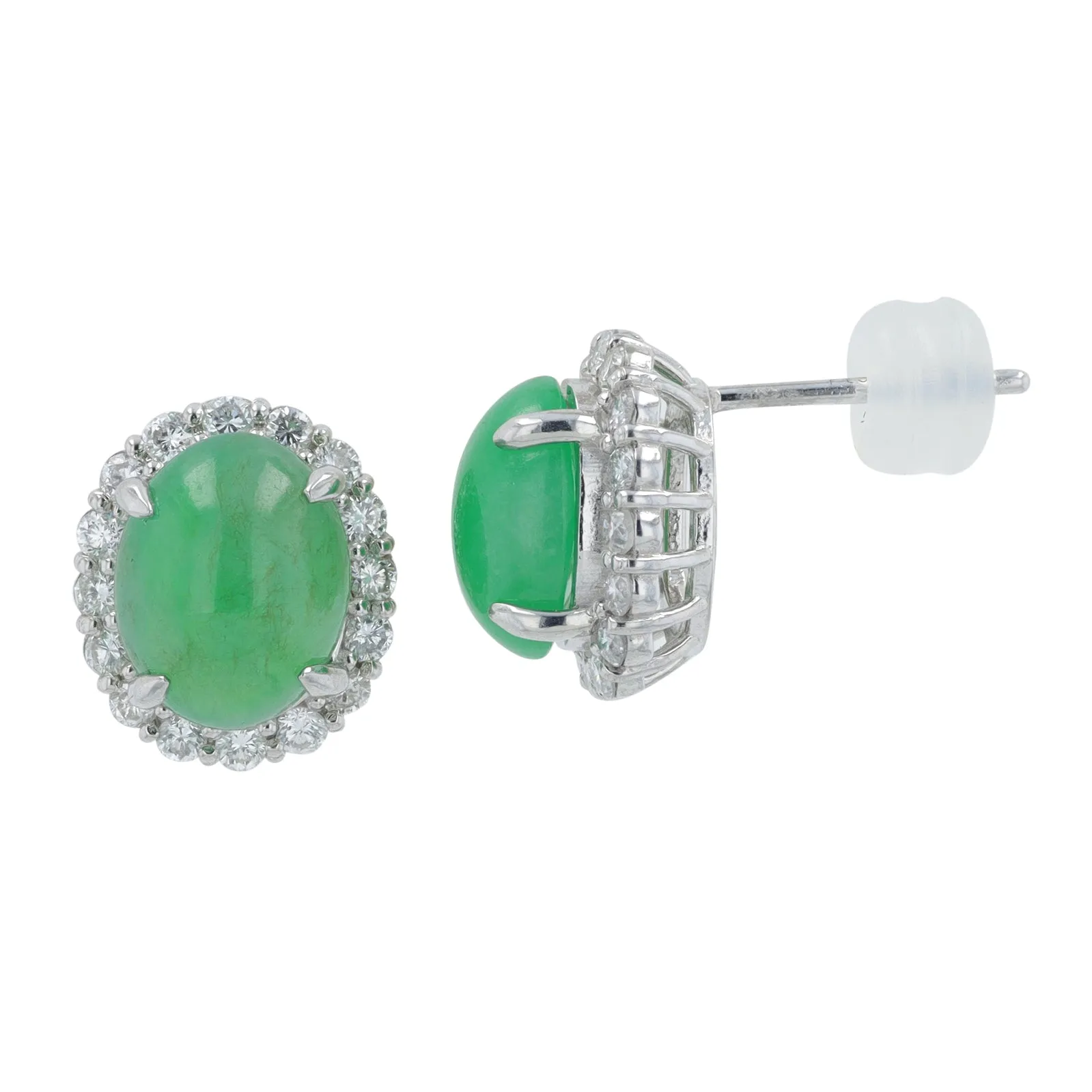 PT900 4.013 CT Jade Oval Earrings