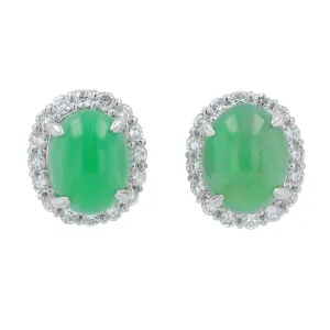 PT900 4.013 CT Jade Oval Earrings