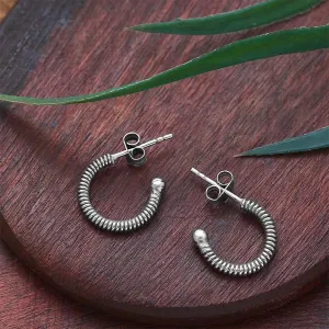 Pure Silver Earring - Spring C- Hoop Model