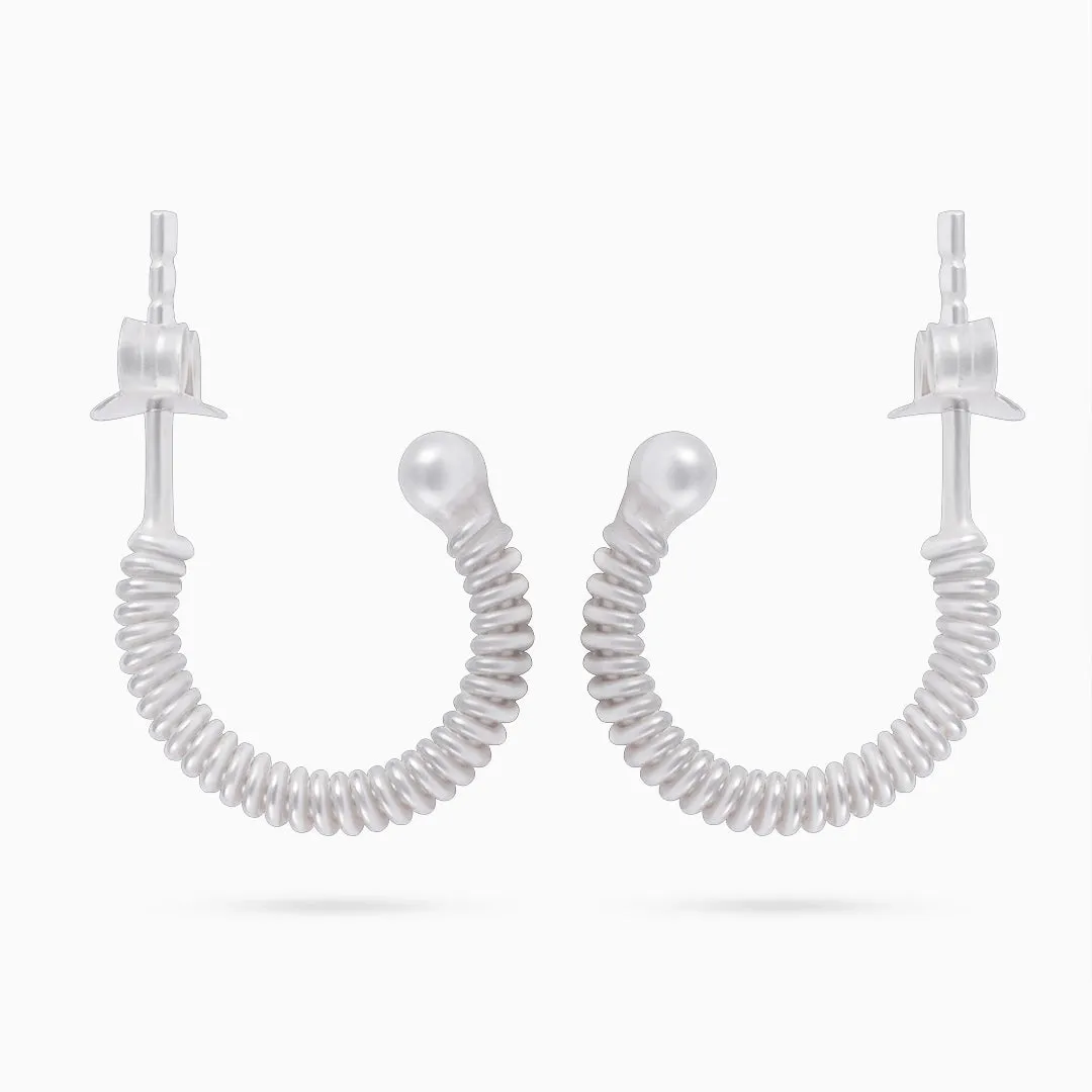 Pure Silver Earring - Spring C- Hoop Model
