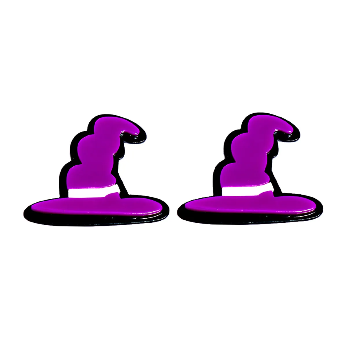 Purple Acrylic & Silver-Plated Witch Hat Drop Earrings
