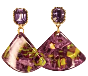 Purple and Green Acetate Earrings