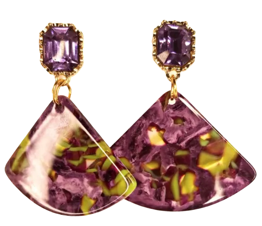 Purple and Green Acetate Earrings