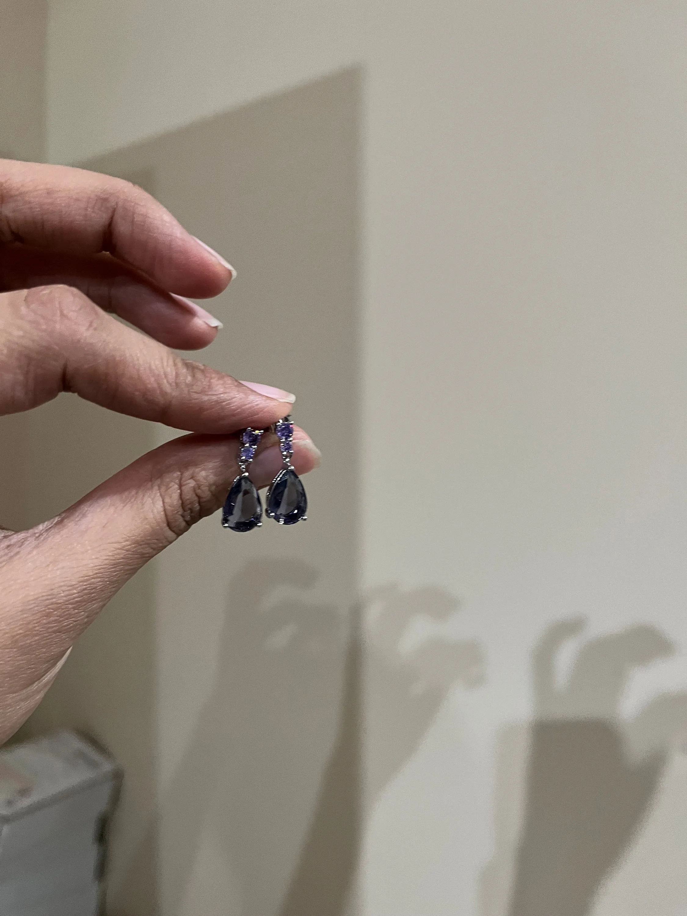 Purple Rhinestone earrings , long purple crystal earrings , dark purple wedding earrings , eggplant silver  rhinestone earring small