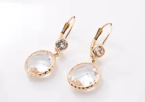 Quartz   White Topaz Yellow Gold Dangles