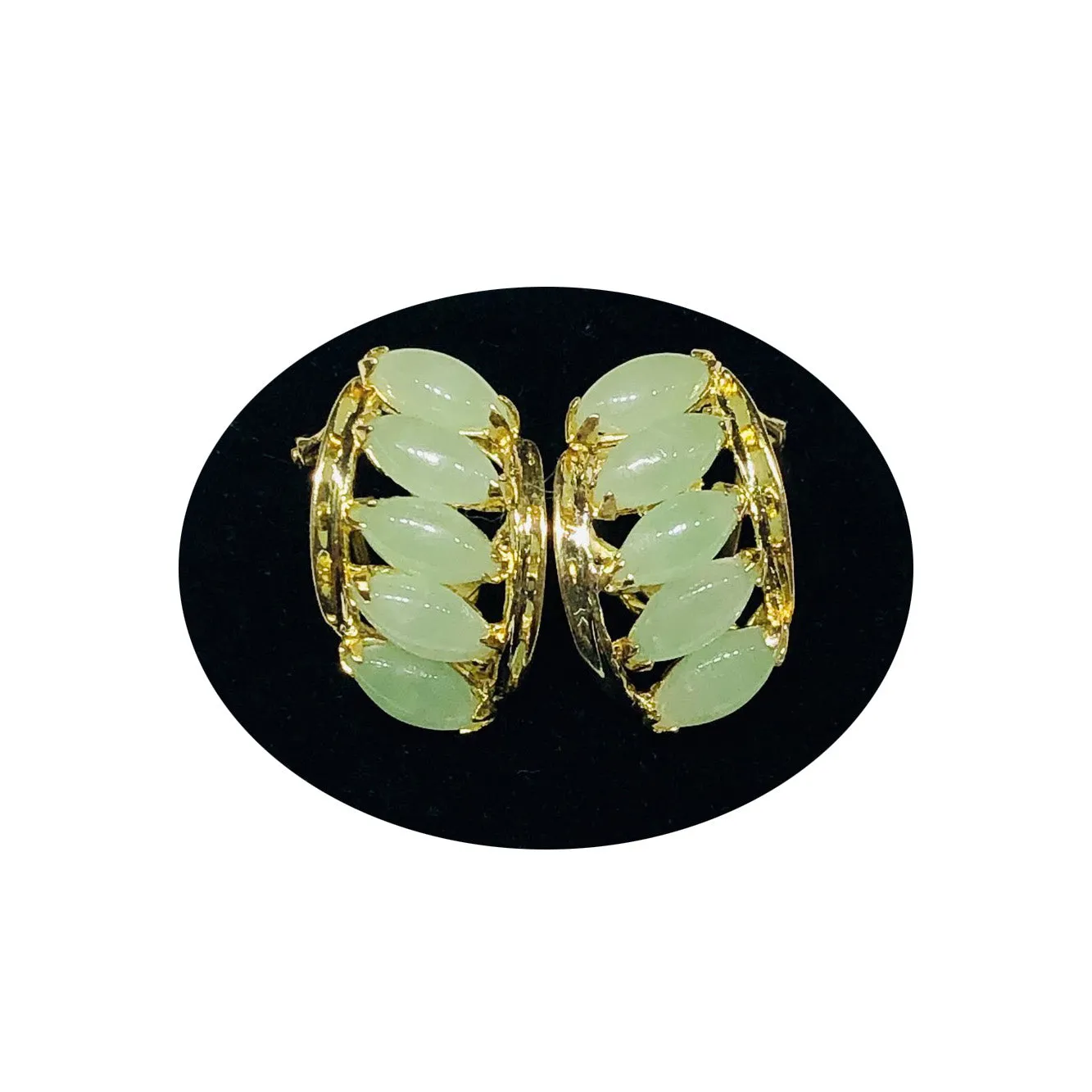 Quintuple Marquise Jade Huggie Earrings (14K)